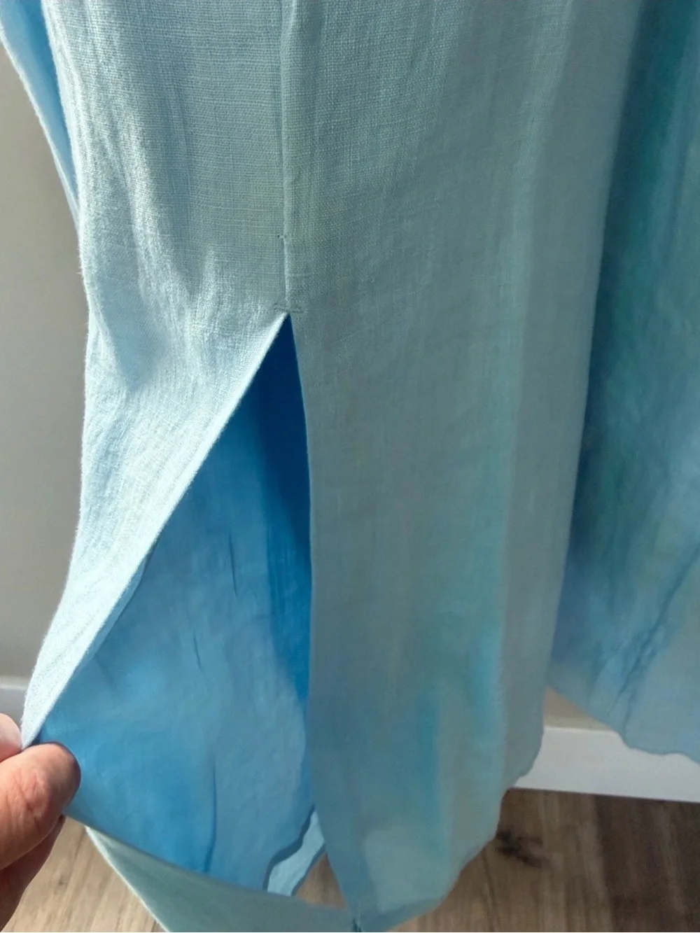J. Crew 90’s Inspo Minimal Blue Coastal Lace Trim Linen Slip Midi Dress 10